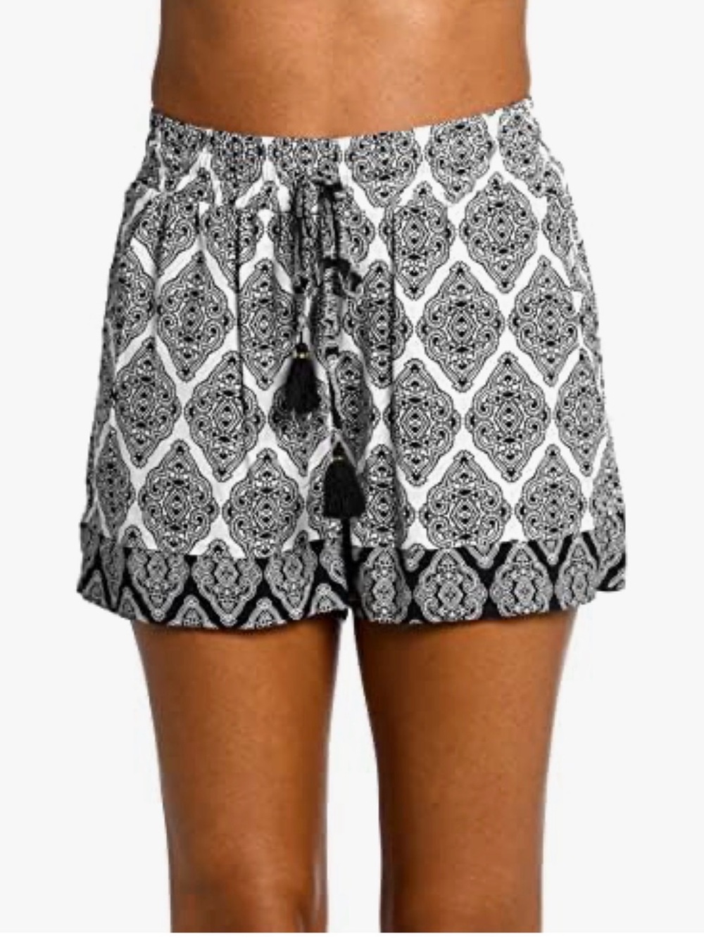 La Blanca Black and White Printed Drawstring Shorts